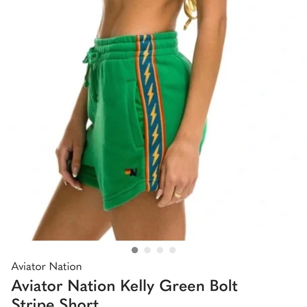 Aviator Nation Kelly Green Lightning Stripe Shorts